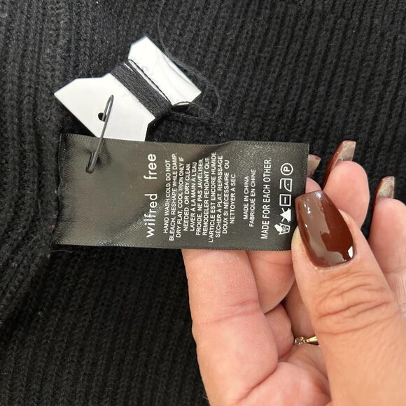 Wilfred Free Aritzia Sweater Womens L Black Wool Chunky Open Cardigan Ribbed - Picture 8 of 10